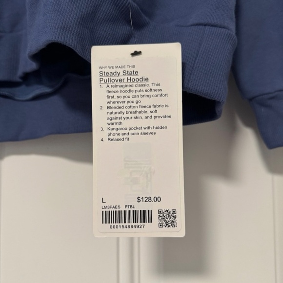 Mens Lululemon Steady State Hoodie Pitch Blue Size Large NWT - Picture 2 of 4